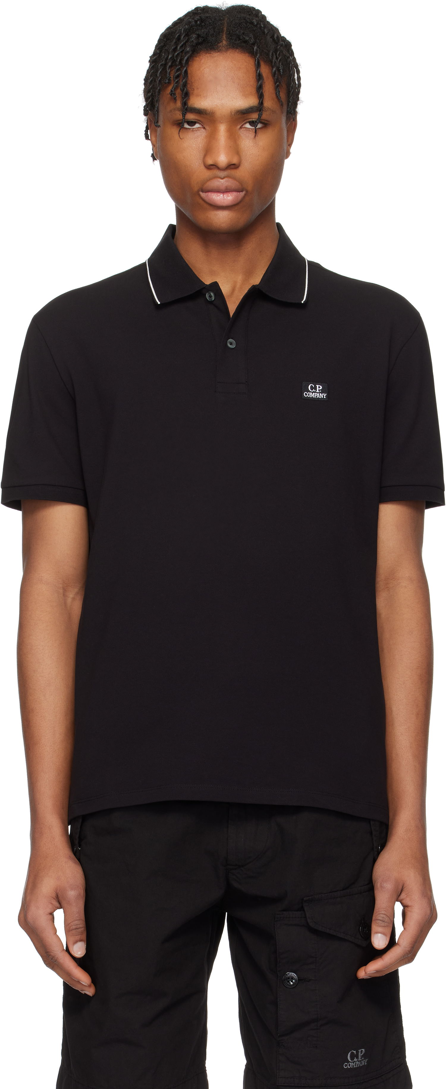 Polo majica C.P. Company C.P. Company Stretch Piquet Two-Button Polo Črna | 18CMPL097A005263W, 0