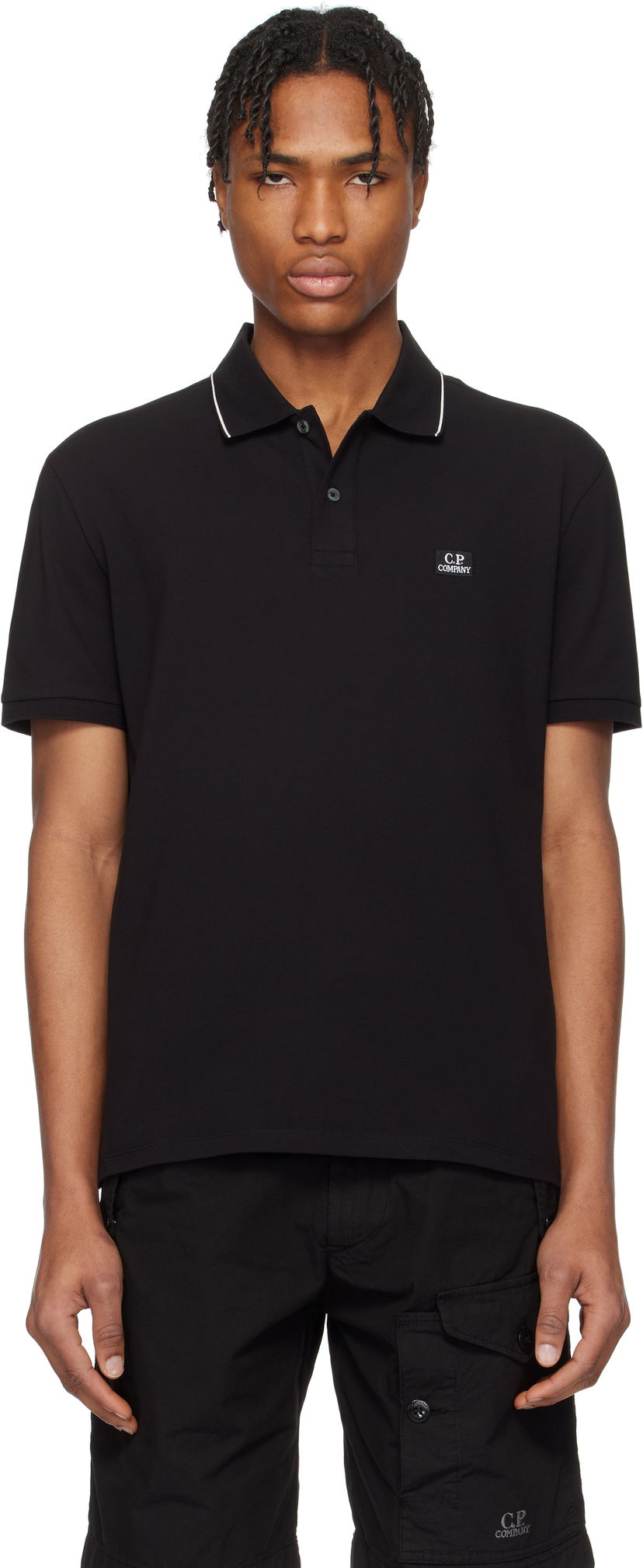 Polo majica C.P. Company C.P. Company Stretch Piquet Two-Button Polo Črna | 18CMPL097A005263W