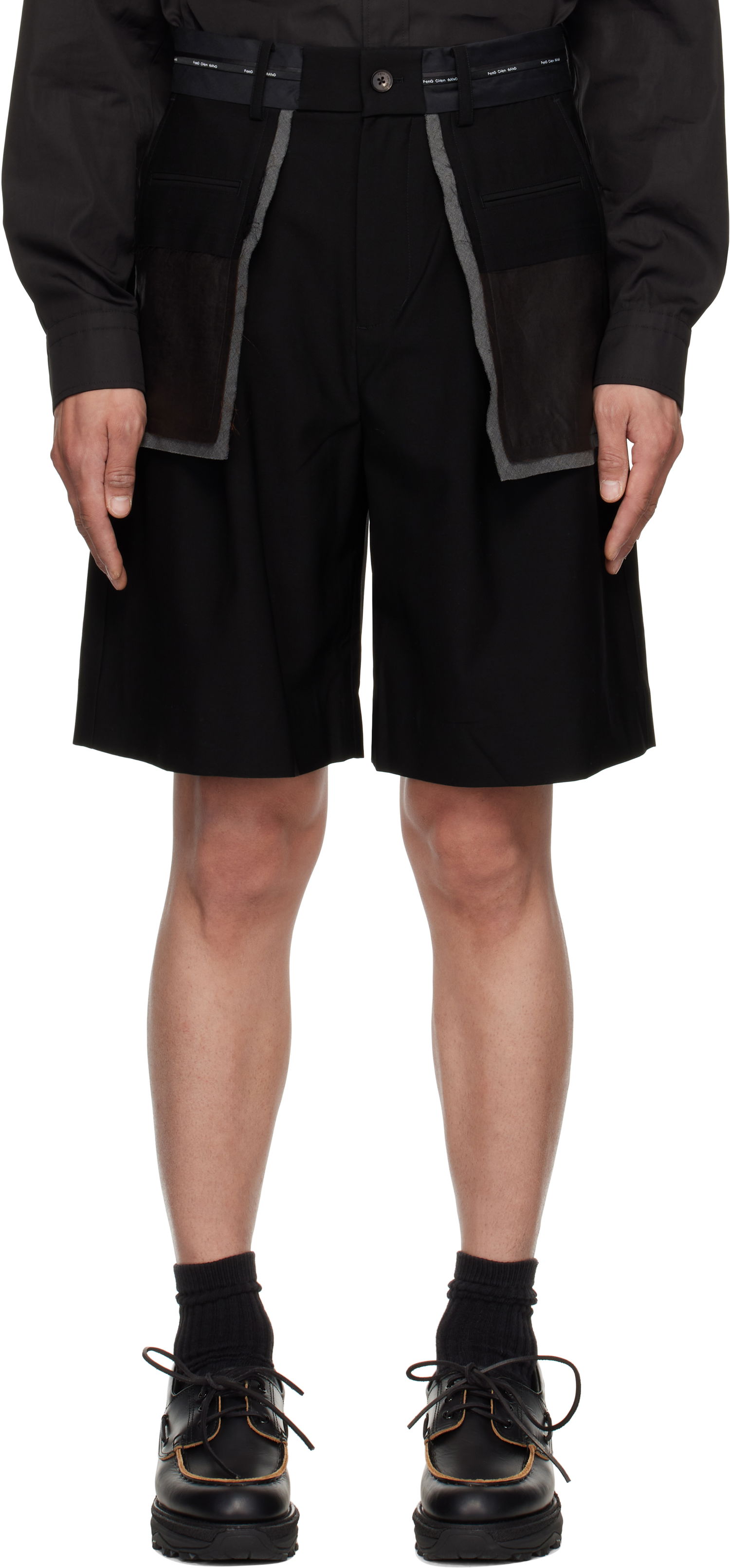 Kratke hlače Feng Chen Wang Feng Chen Wang Deconstructed Patchwork Shorts Črna | FUS19ST02, 0