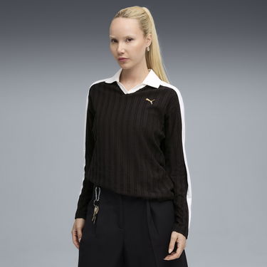 Polo majica Puma Women's T7 Relaxed Long Sleeve Polo Črna | 632141_01, 0
