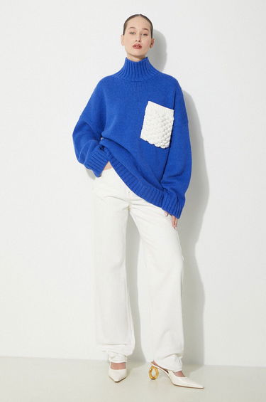 Pleteni pulover JW Anderson JW Anderson Textured Patch Pocket Turtleneck Sweater Modra | KW1150.YN0144.823, 1