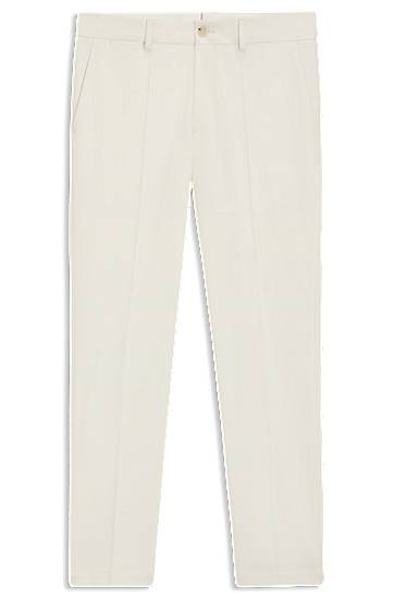 Hlače BOSS Slim-Fit Stretch Double-Faced Trousers Bela | 50545623
