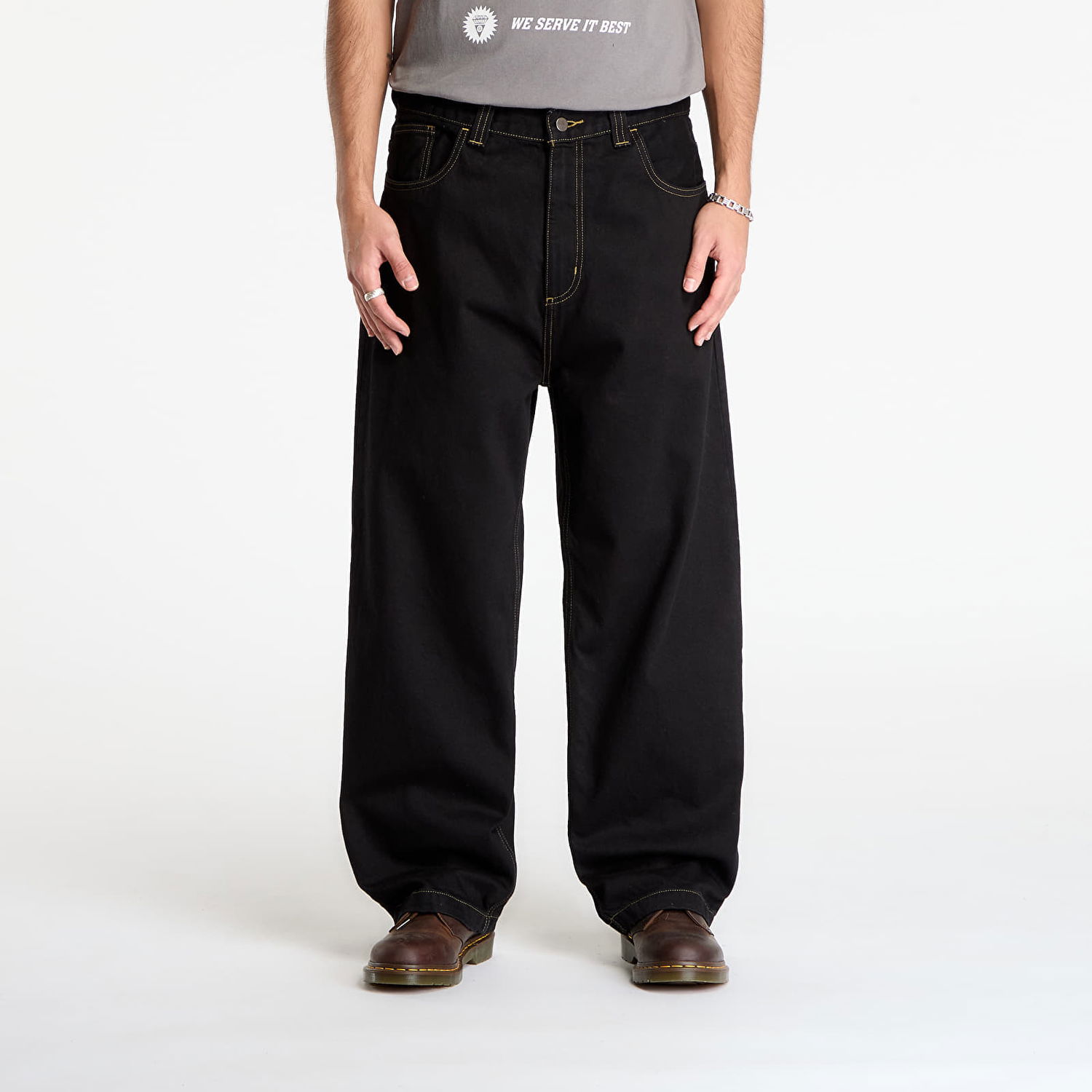 Kavbojke Carhartt WIP Wide Leg Rinsed Brandon Pant Črna | I035893.8902, 0