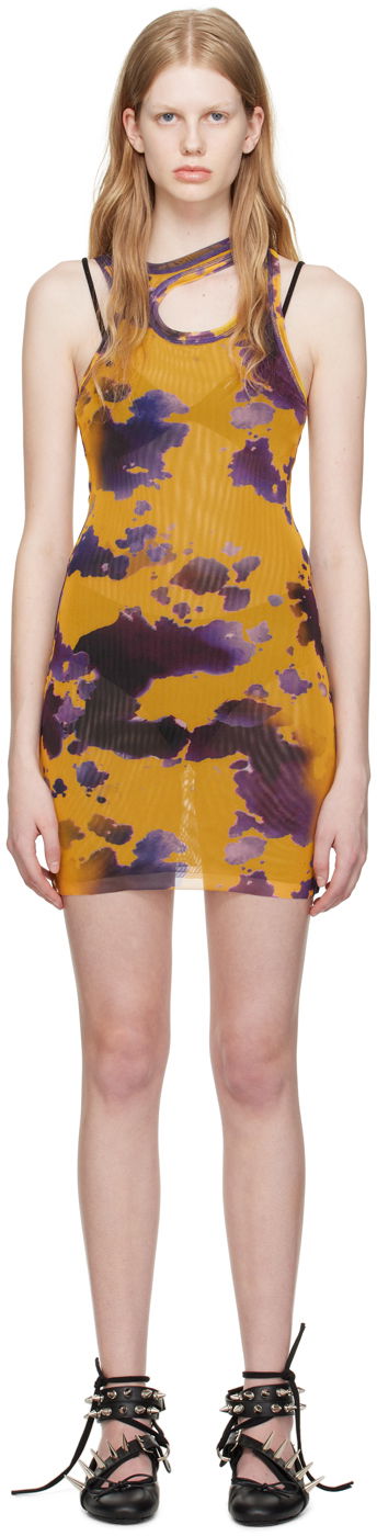 Obleke Ottolinger Ottolinger Cutout Tie-Dye Mini Dress Rumena | 100816