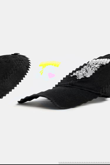 Kapa GANNI Washed Cotton Canvas Puppy Baseball Cap Črna | A6941, 0