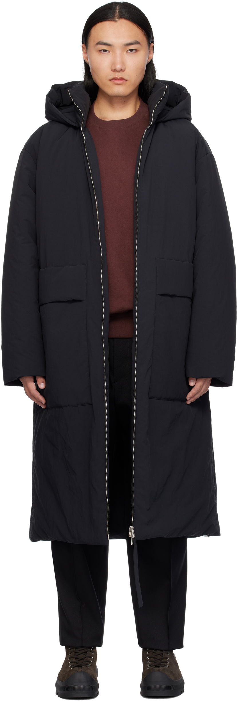 Puhovka Jil Sander Hooded Down Coat Črna | J47AF0144_J70008