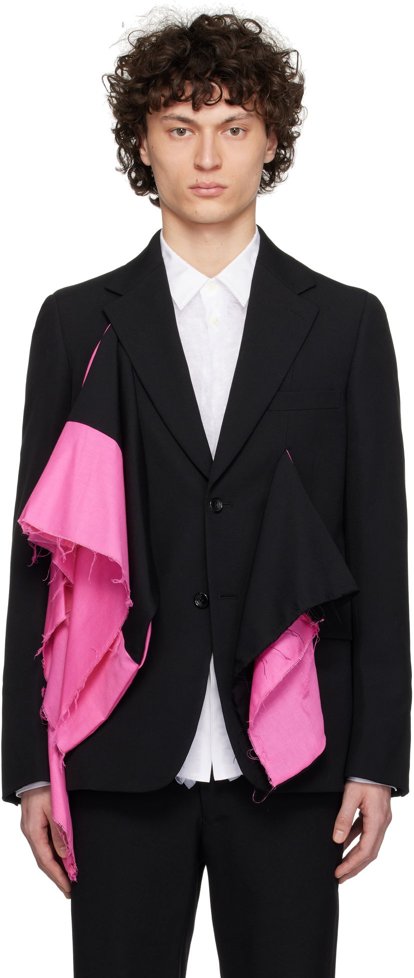 Jakna Comme des Garçons Comme des Garçons Homme Plus Gabardine Blazer with Draped Detail Črna | PO-J054-051
