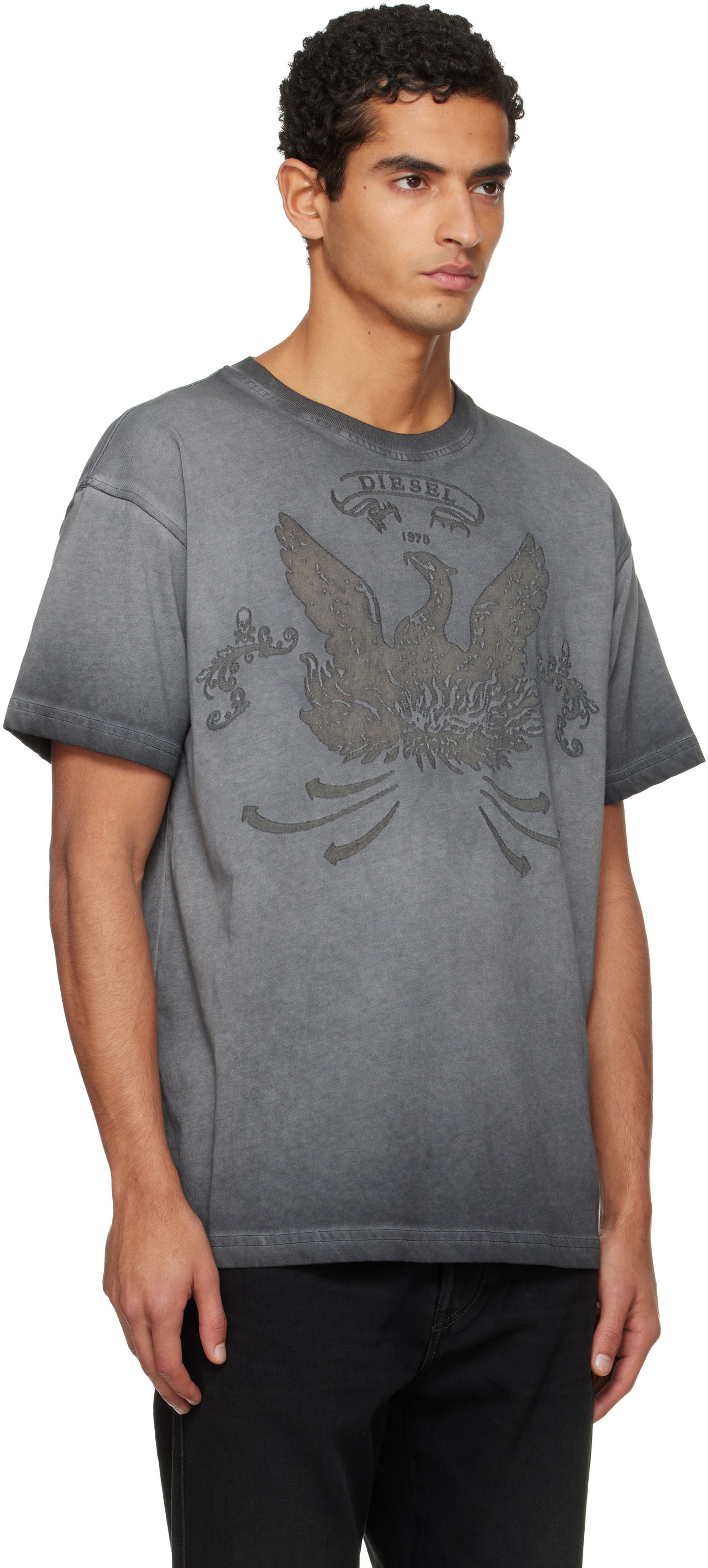 Majica Diesel Faded Crewneck T-shirt with Eagle Print Siva | A19373-0DLBW-93R, 1
