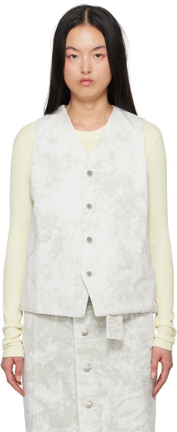 Telovnik LEMAIRE Lemaire Acid-Washed Denim Vest Bela | OW1071 LD1012