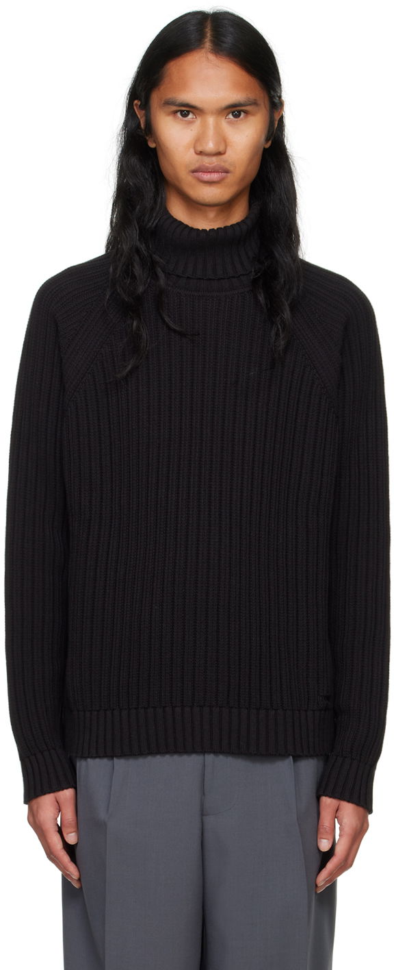 Pleteni pulover BOSS Turtleneck Embroidered Črna | 50528324