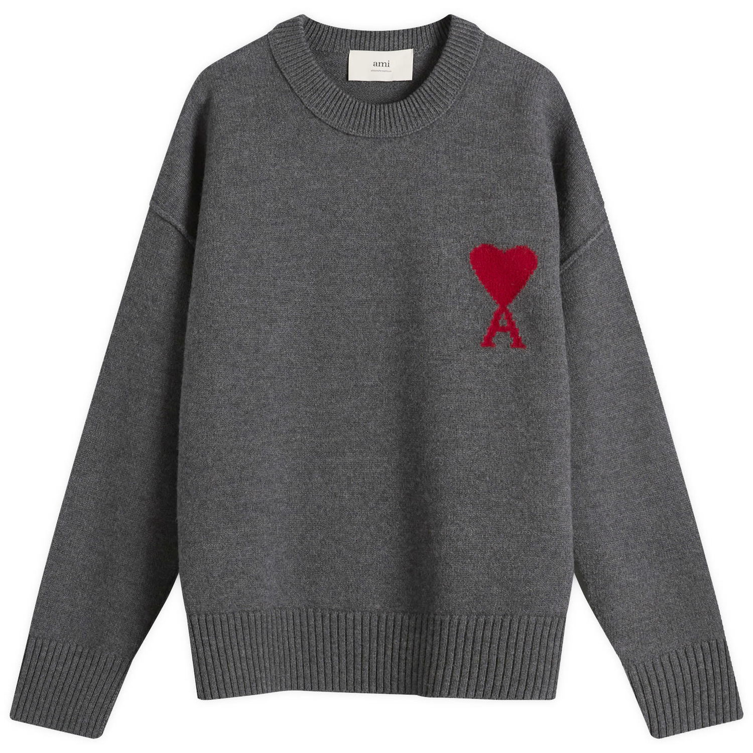 Pleteni pulover AMI Men's Merino Wool Knit ADC Crew Neck Jumper, Size Large Siva | H25UKS838-018-084H25, 1
