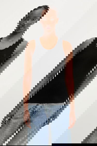 Majica brez rokavov Coperni Coperni Rib Logo Tank Top Črna | COPJS12F5033, 0