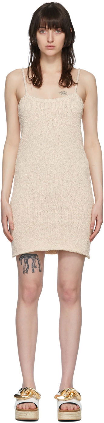 Obleke JW Anderson Cotton Mini Dress Bež | KW0647-YN0197