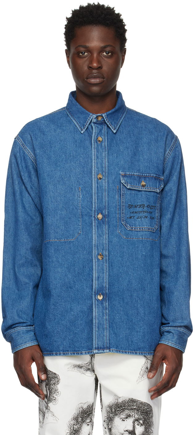 Jakna JW Anderson Blue Printed Denim Jacket Modra | SH0231-PG1240