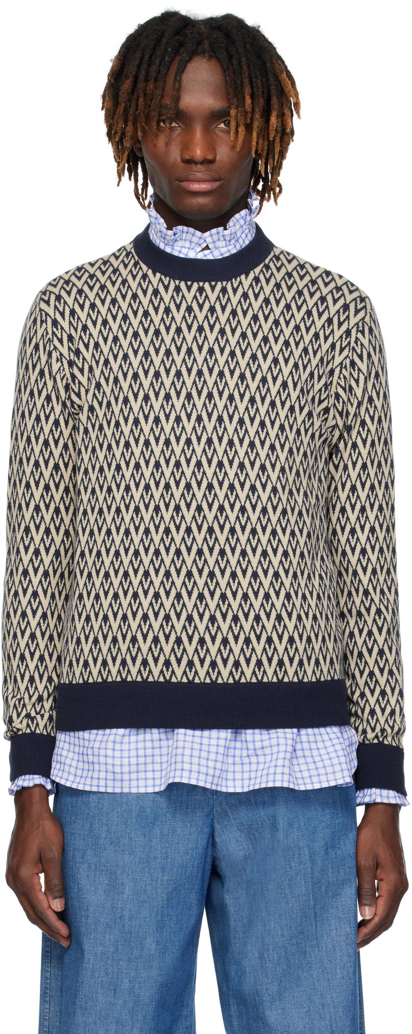Pleteni pulover Valentino Valentino 'Toute La V' Patterned Sweater Bež | 6V3KC33KAR0