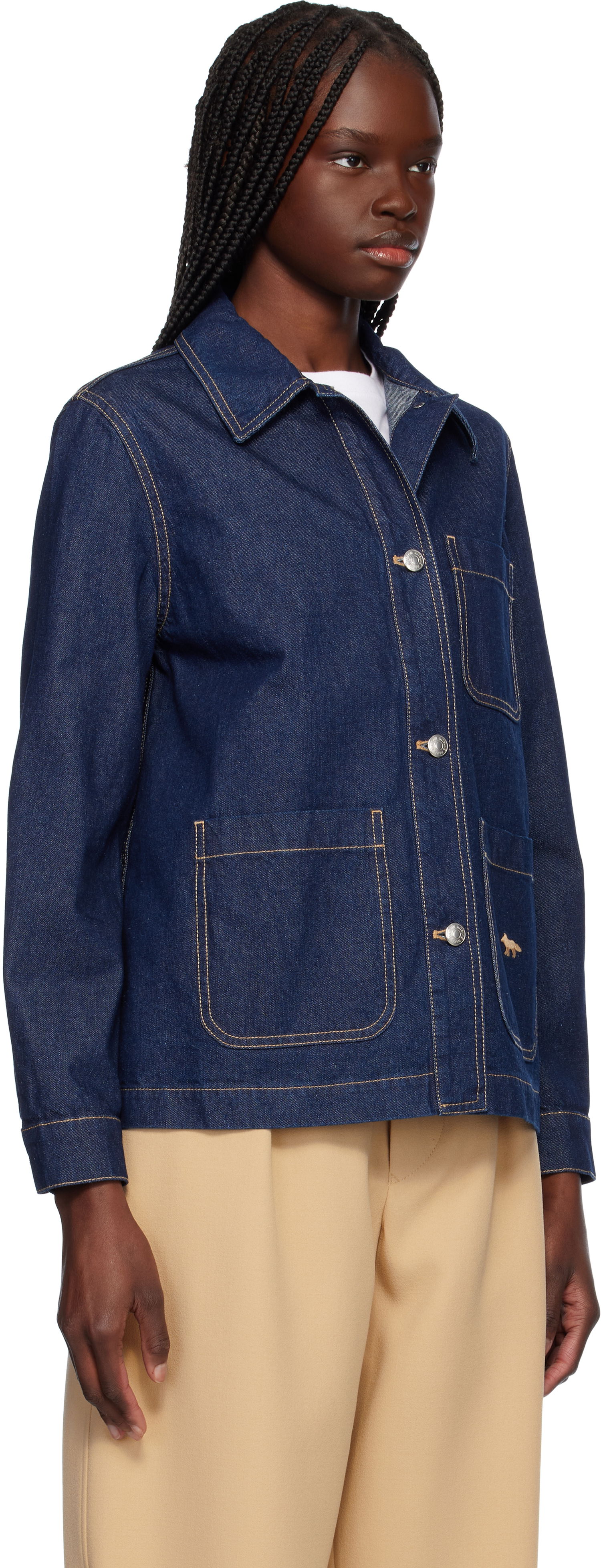 Jakna MAISON KITSUNÉ Maison Kitsuné Workwear Denim Jacket Modra | OW02136WW0081, 1