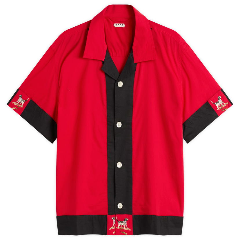 Srajce Bode Pointer Embroidered Dog Short Sleeve Shirt Večbarvna | MRF25SH038