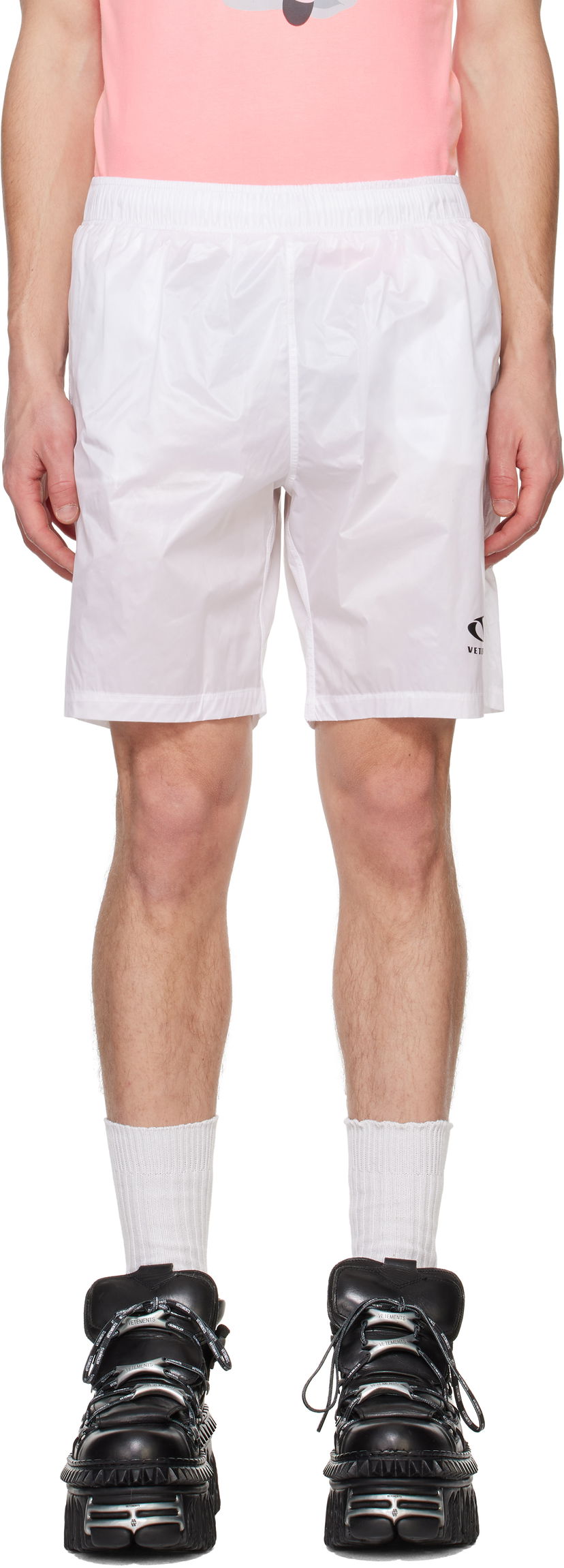 Kratke hlače VETEMENTS Vetements Oval Logo Swim Shorts Bela | MA66SW100W