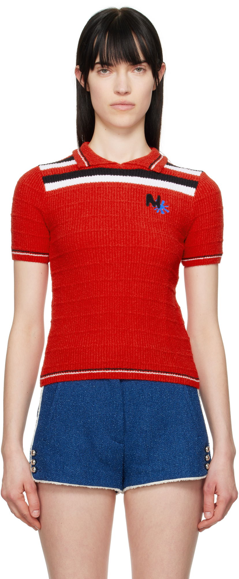 Polo majica MSGM MSGM Embroidered Logo Polo Rdeča | 3841MDM202 257289