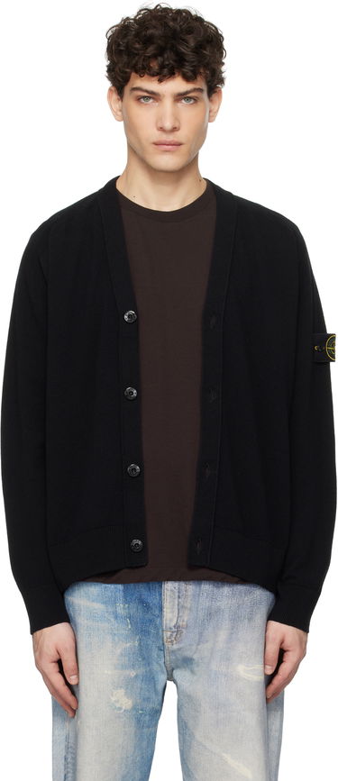 Pleteni pulover Stone Island Stone Island Light Geelong Wool Cardigan Črna | K1S15 5100023 S00B4, 0