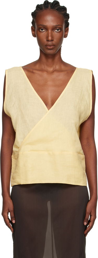Majica brez rokavov Baserange Baserange Garlin Wrap Linen Top Rumena | TSGA-FL-AU25, 0