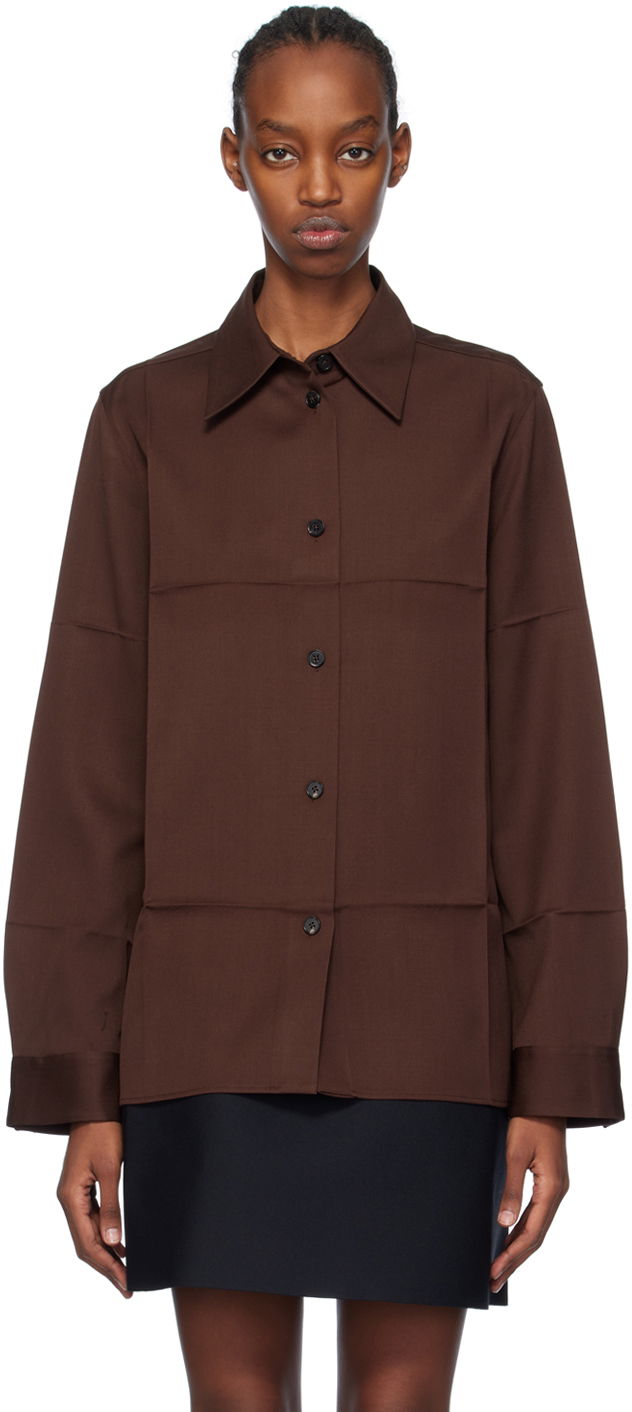 Srajce Jil Sander Spread Collar Shirt Rjava | J04DL0004_J40003
