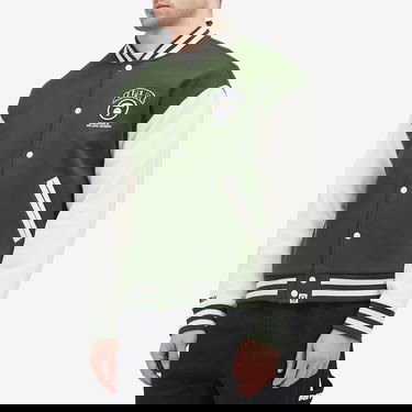 Bomber jakna AAPE by A Bathing Ape AAPE Now Fleece Baseball Jacket Zelena | AAPSWMB328XANGRD, 2