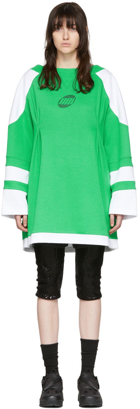 Pleteni pulover We11done We11done Cotton T-Shirt Dress Zelena | WD-TO1-22-567-W-GR
