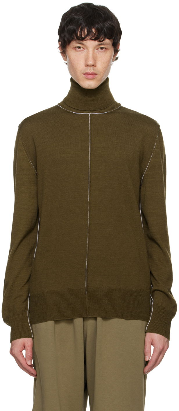 Pleteni pulover Maison Margiela MM6 Green Wool Turtleneck Zelena | SH0HA0002 M13037