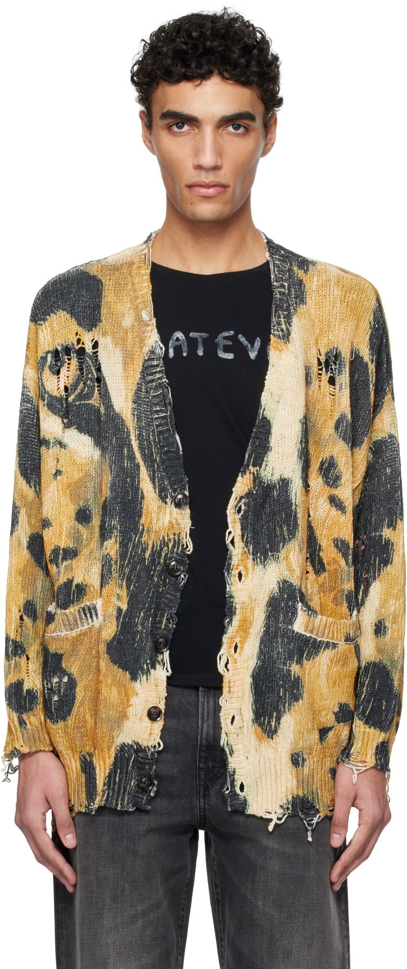 Pleteni pulover R13 R13 Printed Oversized Cardigan Rumena | R13WY198-Y191B