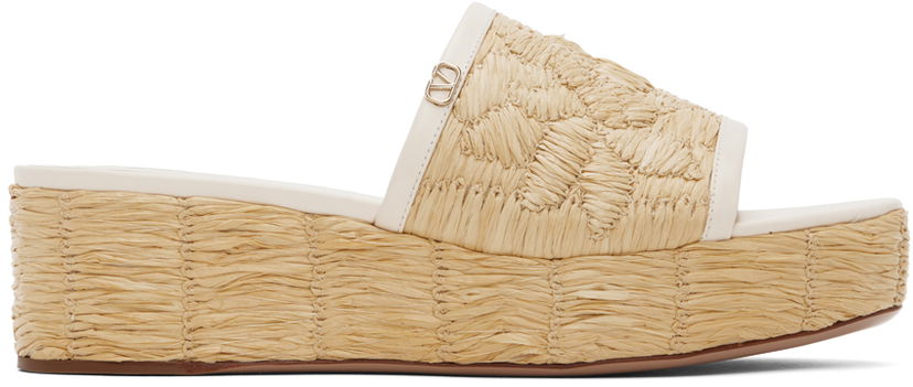 Superge in čevlji Valentino Valentino Garavani Raffia Wedge Sandals Bež | 4W2S0IR4JPK