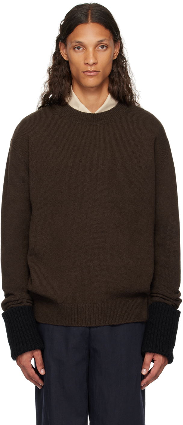 Pleteni pulover Dries Van Noten Rolled Cuff Sweater Rjava | 242-021256-9707