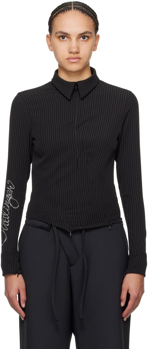 Srajce Ottolinger Ottolinger Pinstriped Zip Shirt Črna | 1103003