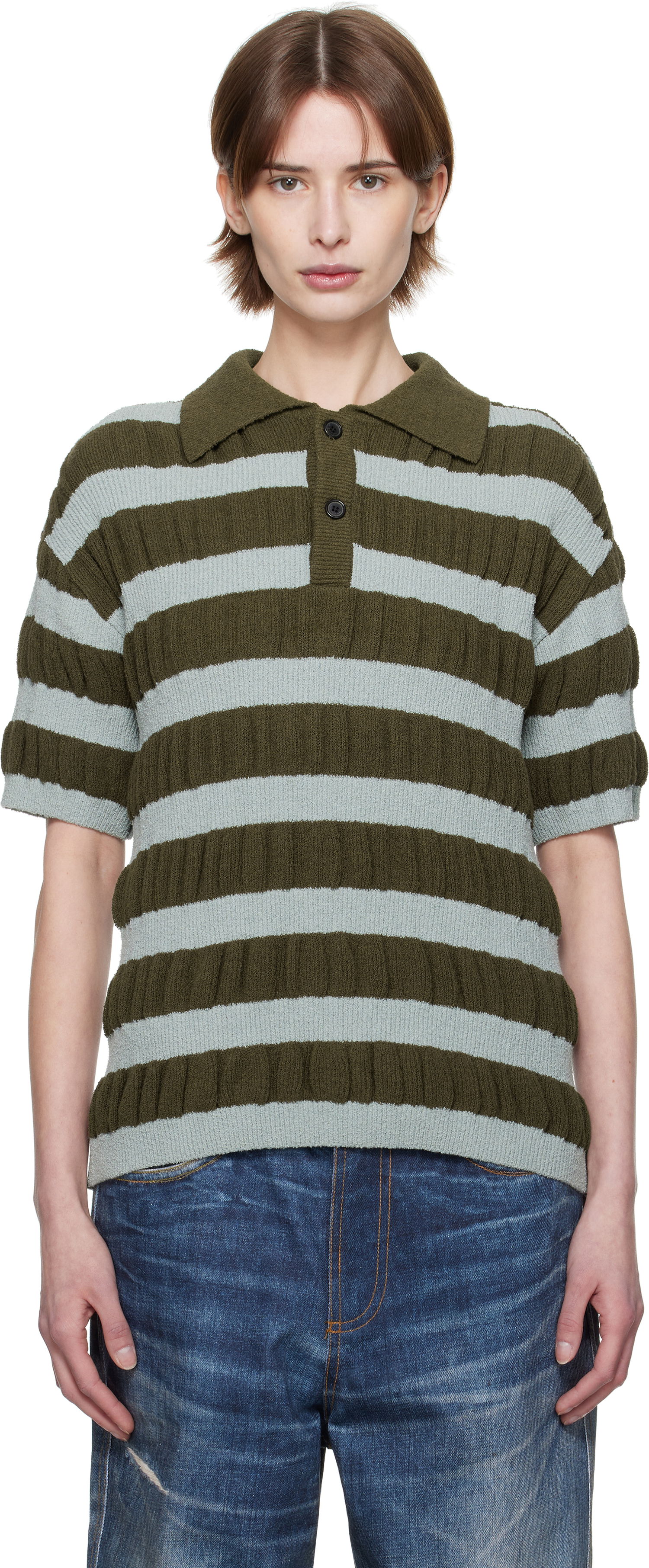 Polo majica Andersson Bell Andersson Bell Bubble Stripe Polo Zelena | atb1246m, 0