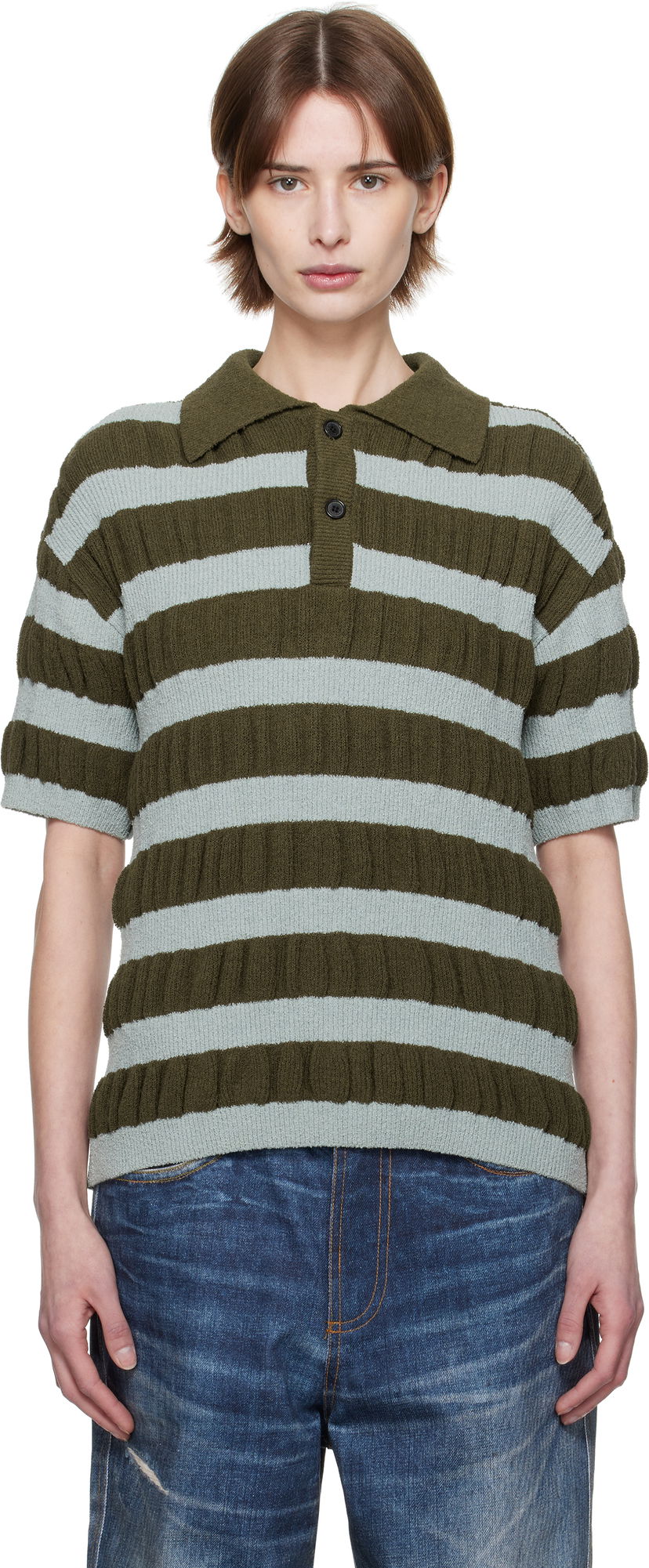 Polo majica Andersson Bell Andersson Bell Bubble Stripe Polo Zelena | atb1246m