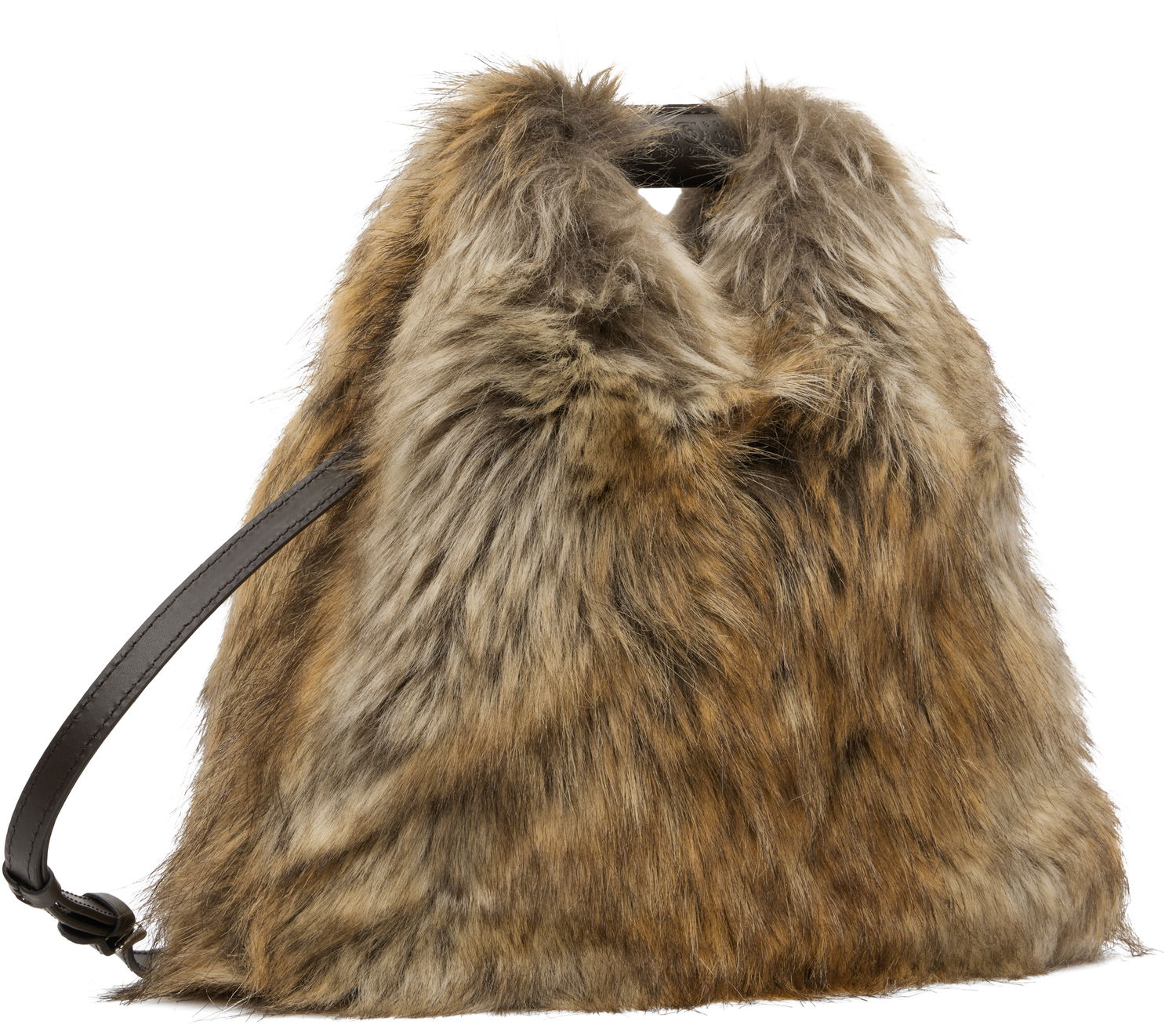 Torbica Maison Margiela MM6 Maison Margiela Triangle Crossbody Faux-Fur Bag Rjava | SB6WD0026P8486, 1