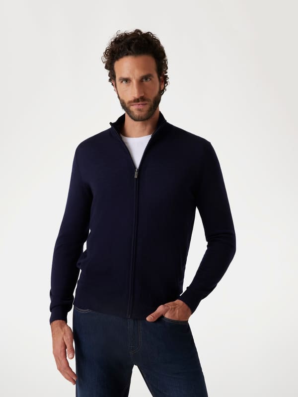 Pleteni pulover GUESS Guess Zip-Up Wool Cardigan Mornarica | M5RR38Z3LZ0, 0