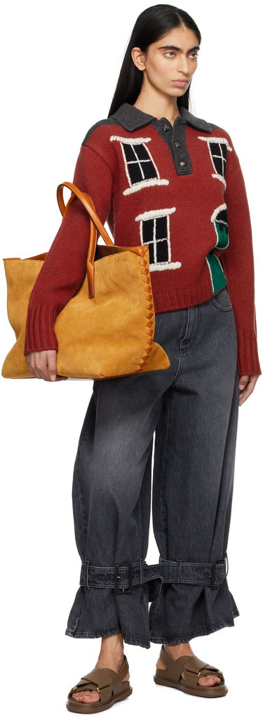 Pleteni pulover JW Anderson JW Anderson House Intarsia Polo Sweater Rdeča | KW1405-YN0413, 3