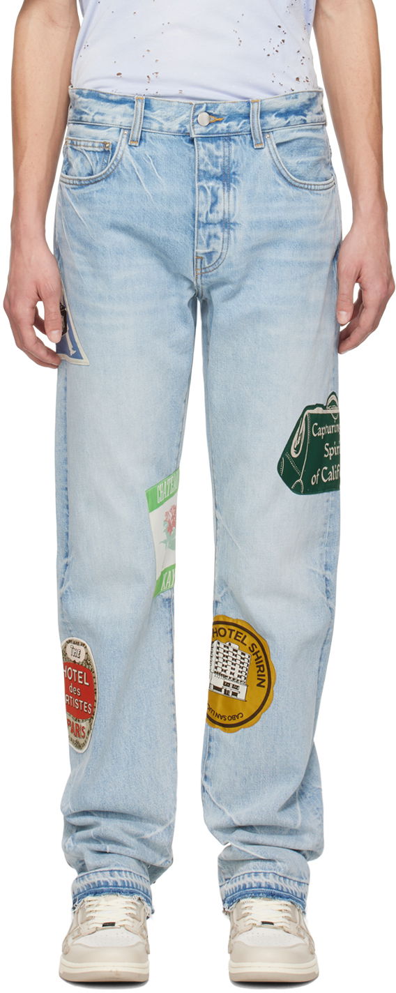 Kavbojke AMIRI AMIRI Travel Patch Jeans Modra | AMDNGG1001