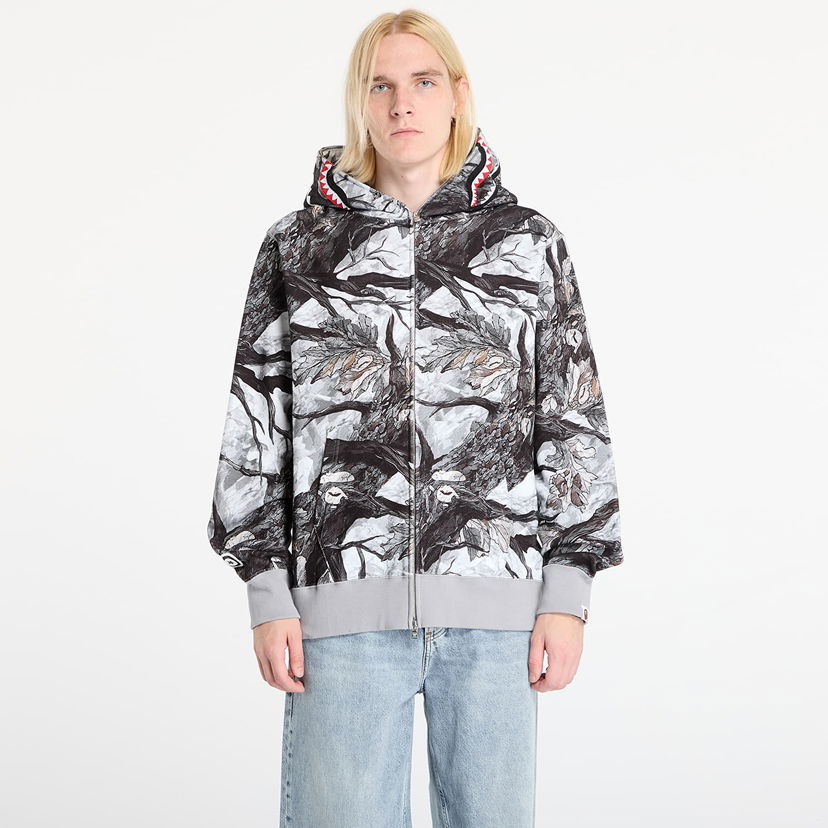 Pulover BAPE Tree Edge Camo Shark Relaxed Fit Full Zip Hoodie Večbarvna | 001ZPL801002MWHT