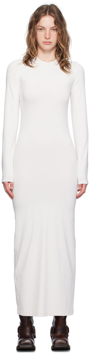 Obleke Acne Studios Off-White Crewneck Maxi Dress Bela | A20707-