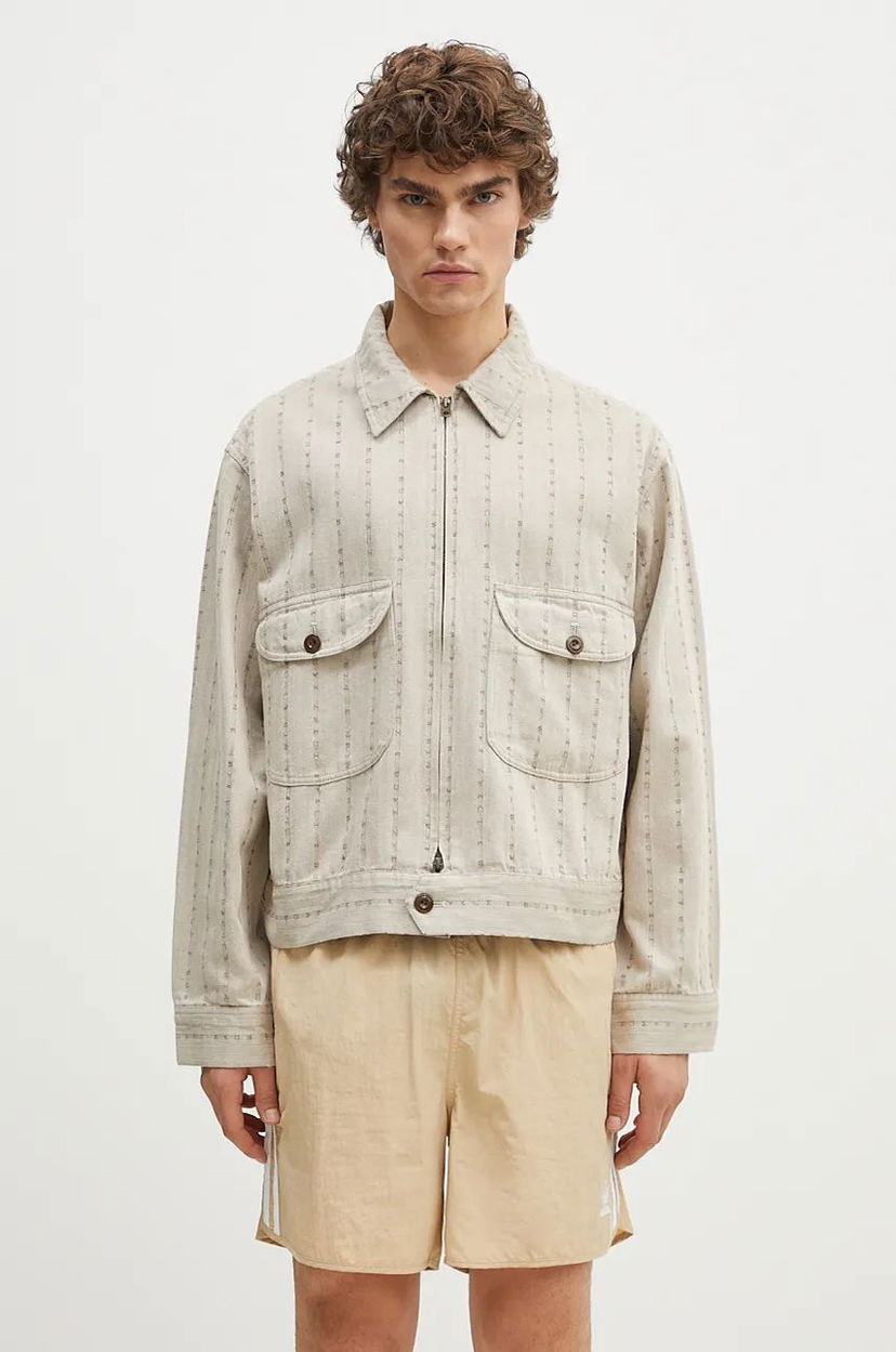 Jakna Human Made Herringbone Zip-Up Work Jacket Bež | HM28JK014