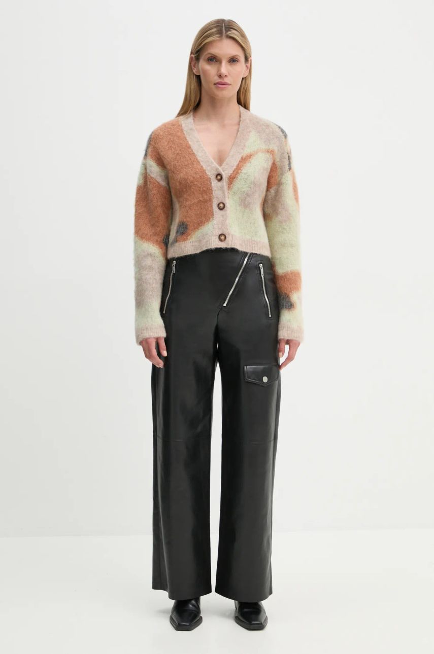 Pleteni pulover Nanushka Abstract Print Cropped Cardigan Rjava | NW24FWSW44376, 1