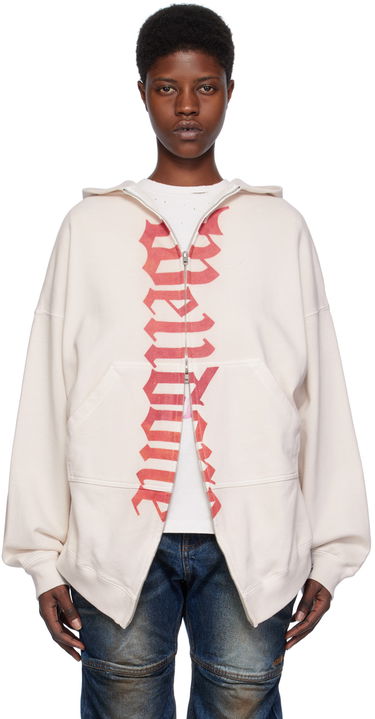 Pulover We11done We11done Printed Zip-Up Hoodie Bež | WD-TJ0-24-812-U-WH, 0