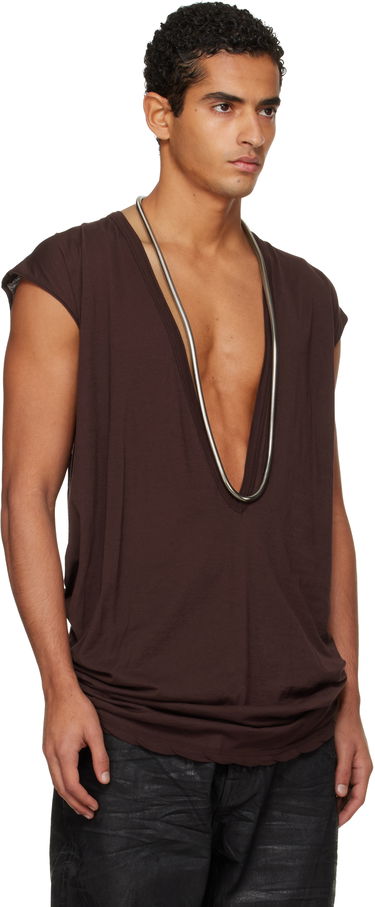 Majica Rick Owens DRKSHDW Concordians Dylan Deep V-neck T-shirt Rjava | DU02E7157 BH, 1