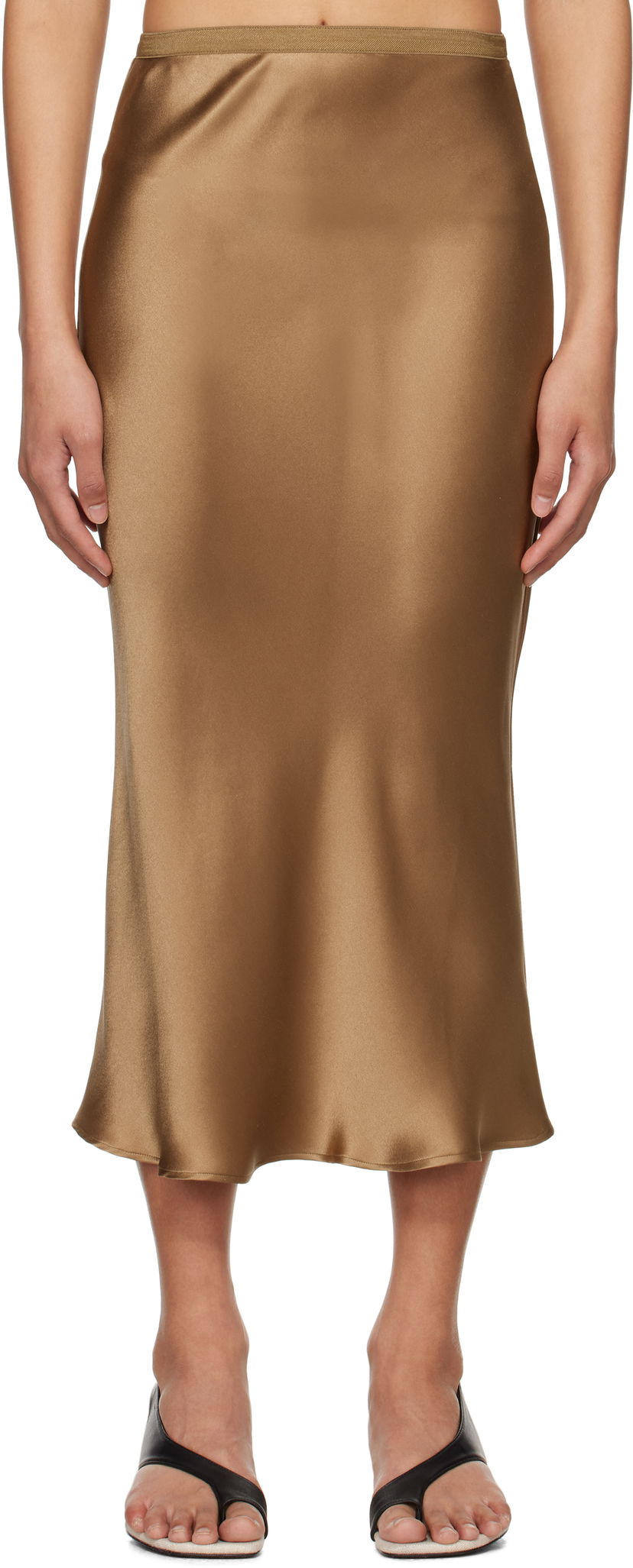 Krila Anine Bing Anine Bing Bar Silk Midi Skirt Rjava | A-04-4001-DKG22