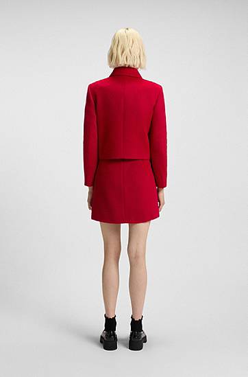 Jakna BOSS Regular-fit cropped jacket with metallic buttons Rdeča | 50547602, 1
