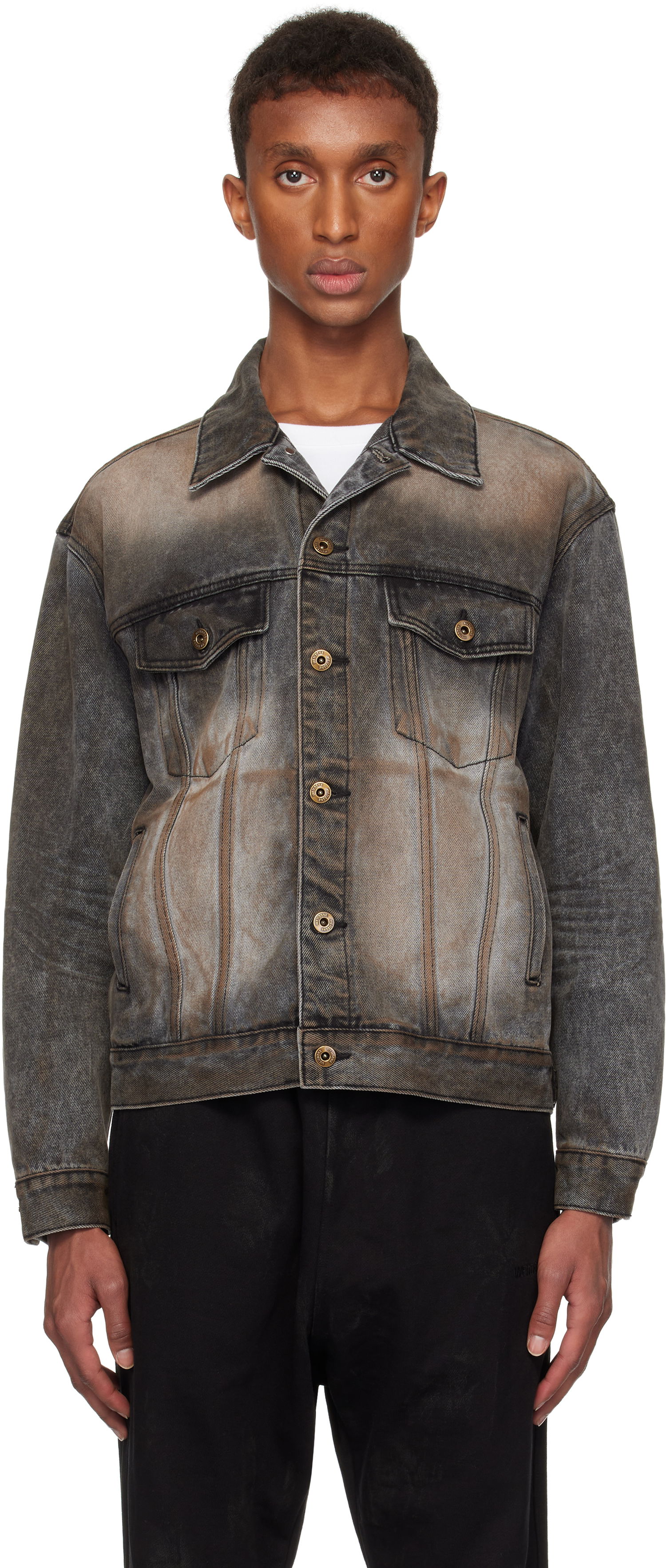 Jakna We11done We11done Washed Denim Jacket Siva | WD-DJ3-24-315-U-BK, 0