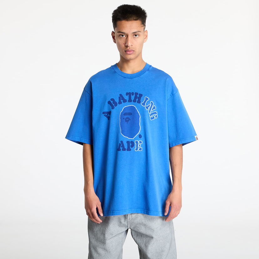 Majica BAPE Garment Dye College Relaxed Fit T-Shirt Modra | 001CSK801314M BLU