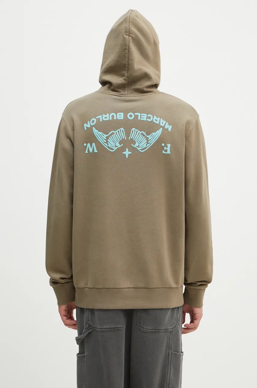 Pulover Marcelo Burlon Hoodie With Print Zelena | CMBB007F24FLE0056E4D, 0